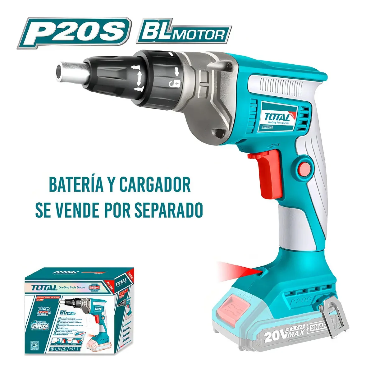 Foto 2 de Atornillador Yesero Industrial Brushless 1/4 Hex Total Color Turquesa Frecuencia 50/60Hz