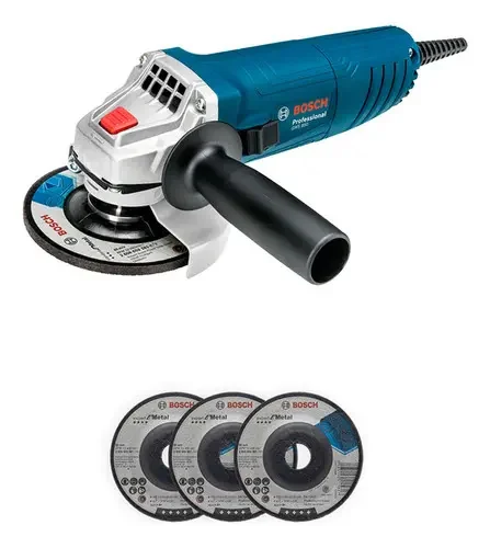 Esmeril Angular Bosch GWS 850 de 4 1/2" 850W + 1 llave de apriete + 1 tuerca de apoyo + 1 empuñadura auxiliar + 3 discos