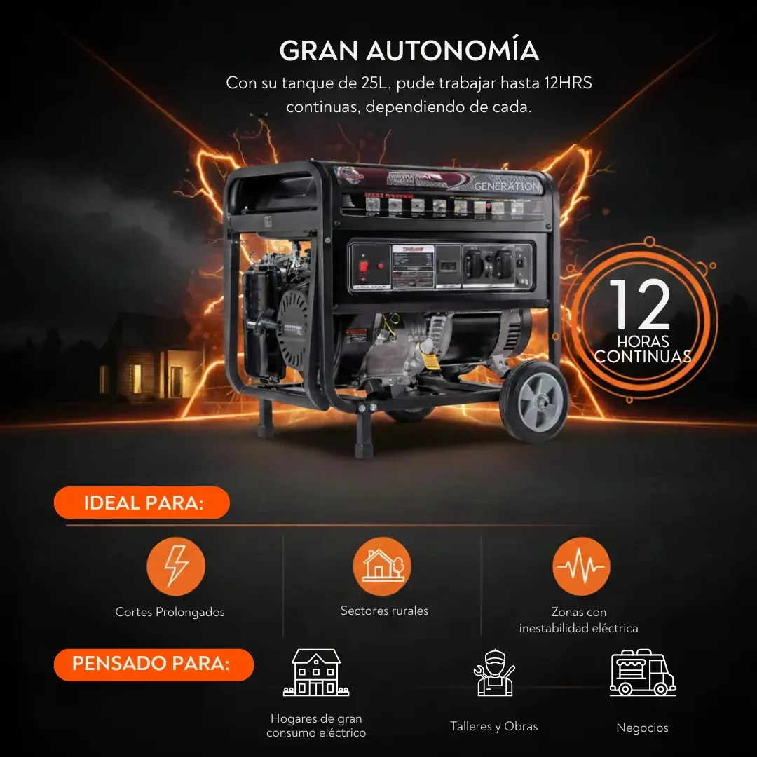 Foto 2 de Generador Eléctrico Tomahawk TG8000 8kVA Monofásico Bencina 220V