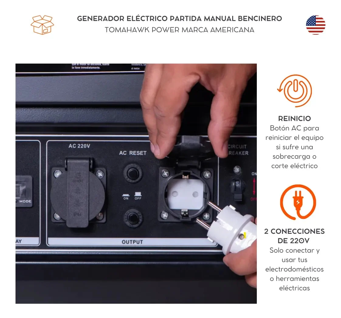 Foto 3 de Generador Eléctrico Tomahawk TG8000 8kVA Monofásico Bencina 220V