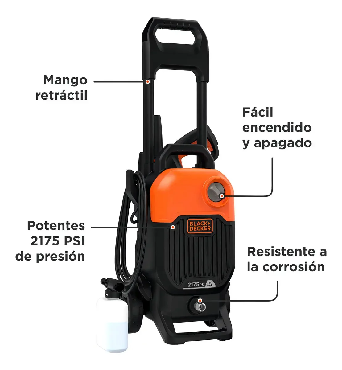 Foto 4 de Hidrolavadora Alta Presión 2175PSI BLACK+DECKER BEPW2200-B2C