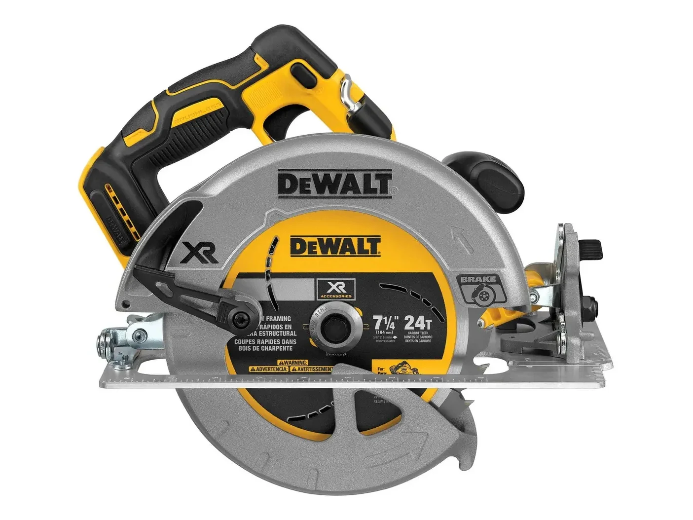 Sierra circular eléctrica inalámbrica DeWalt DCS570B 184mm 900W amarilla