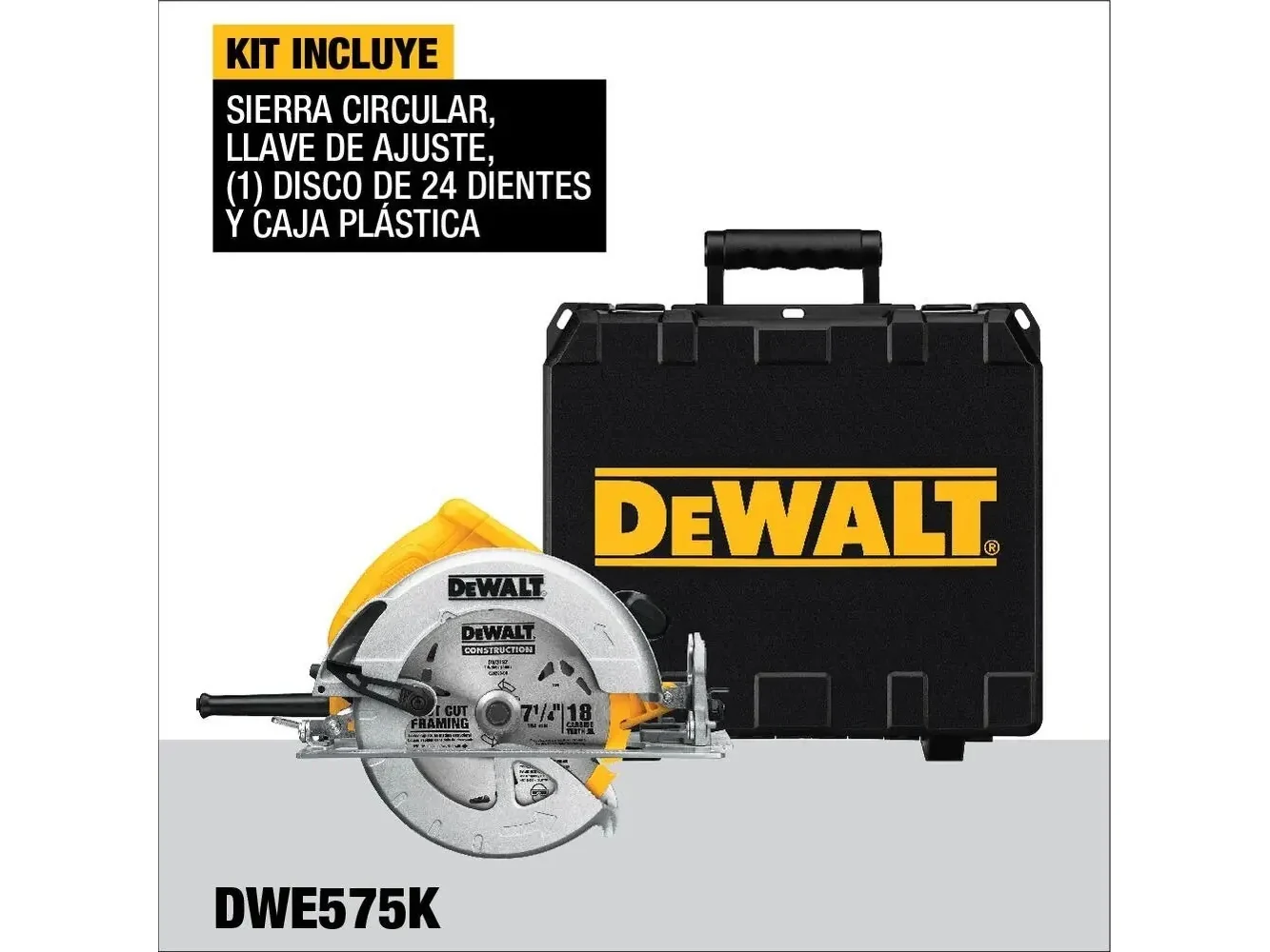 Foto 2 de Sierra Circular 7-1/4 1800w Dewalt Dwe575k-b2c Color Amarillo/Negro